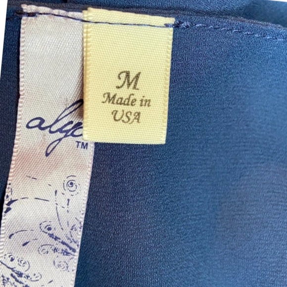 Alya Deep Blue Wrap Style Spaghetti Strap V-neck Ruffled Cami Top Size Medium - Picture 7 of 8